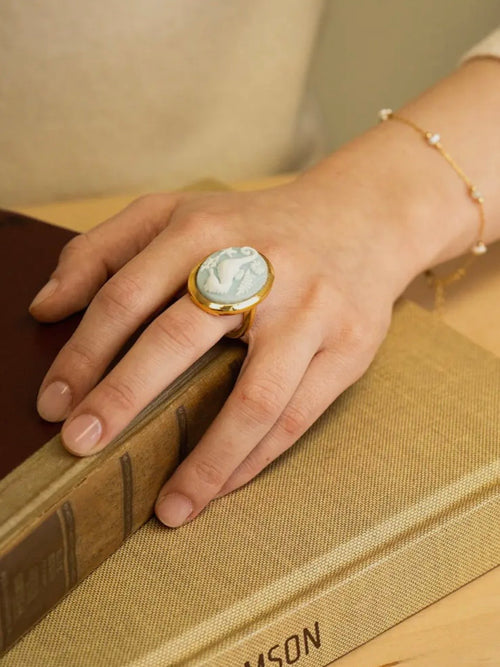 Seahorse Cameo Ring