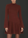 Asymmetrical Hem Mini Sweater Dress in Rust