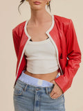 Faux To Go Leather Jacket in Red