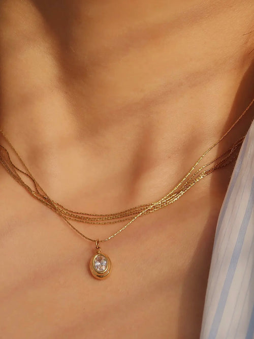 Cornelia Gemstone Necklace in CZ