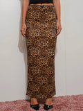 Fran Leopard Maxi Skirt in Brown