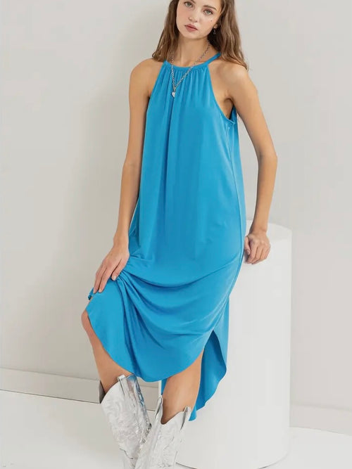 HALTer Right Now Midi Dress in Blue