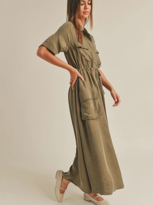 Tell Me About It Maxi Dress in Olive
