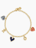 Campbell Heart Charm Bracelet in Blue