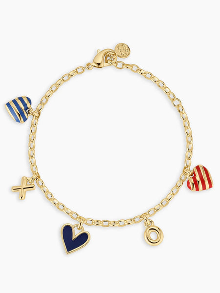 Campbell Heart Charm Bracelet in Blue