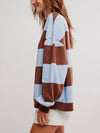 Classic Striped Oversized Crew in Periwinkle Combo
