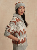 Brockley Jacquard Knit Jacket in Grey Melange