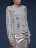 Textured Knit Cardigan in Grey
