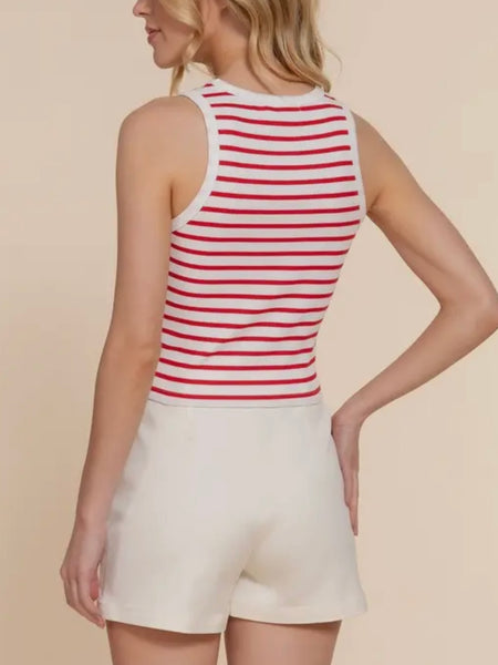Forever Striped Tank in Off White & Red