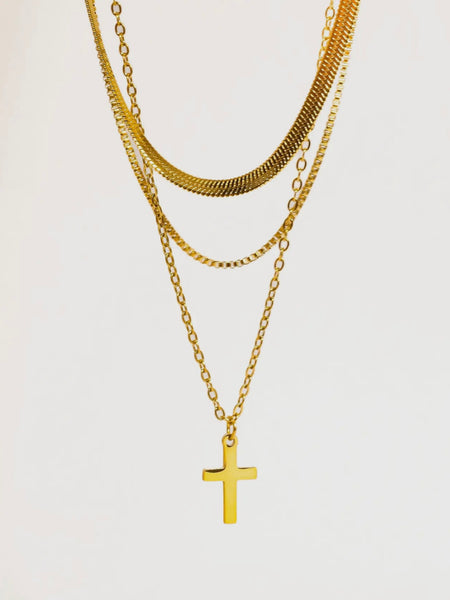 Georgine Layered Cross Necklace