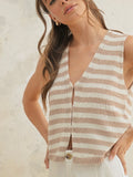 Someday Stripe Vest in Tan