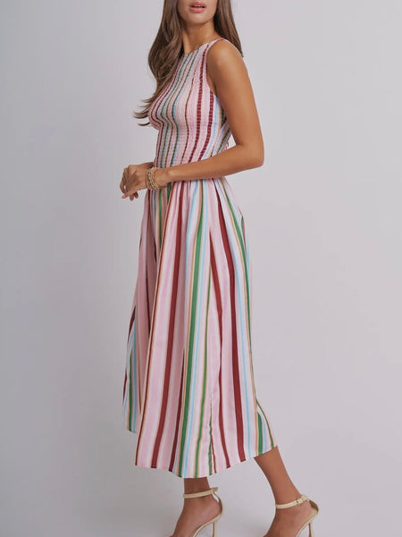 Under The Big Top Maxi Dress in Multi Stripe