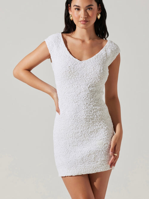 Odelle Textured Mini Dress in White