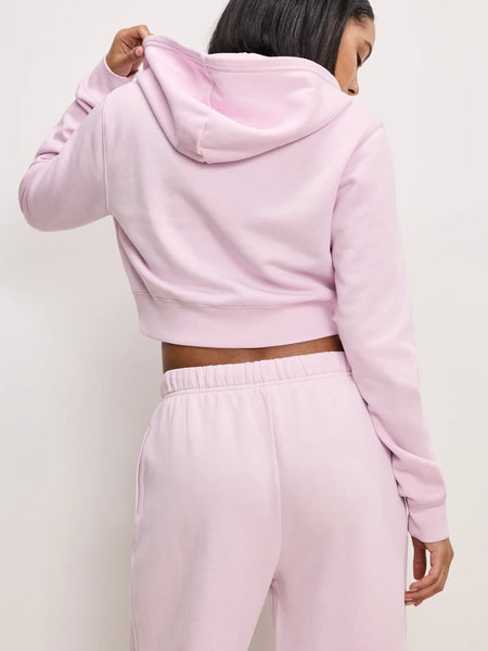 Brushed Fleece Zip Up Hoodie in Washed Cotton Candy