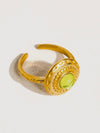 Malin Round Stone Ring in Green