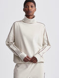 Ariana High Neck Midlayer in Cement Marl/Chocolate