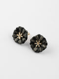 Black Aster Flower Stud Earrings