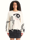 Intarsia Oversized Pullover in Soft Ice