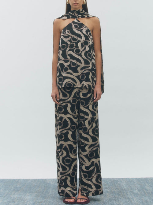 Hendrix Tunic Top in Black Beige
