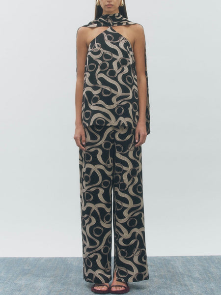 Hendrix Tunic Top in Black Beige