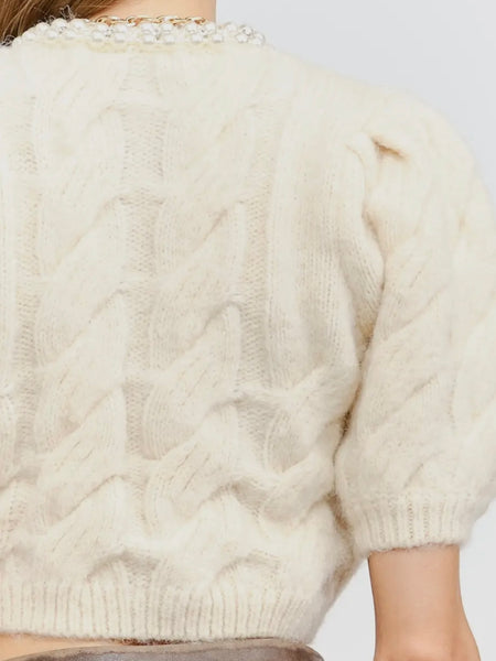 Pass The Pearls Sweater in Ivory
