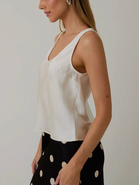 How Are U Satin Tank in White