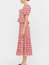 Clemence Plaid Blouse in Red