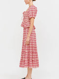 Clemence Plaid Blouse in Red