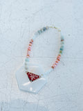 Beaded Repurposed Red Tag Necklace