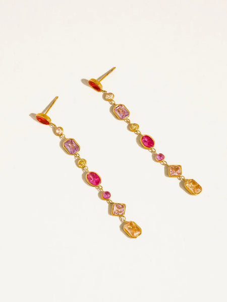 Isalaine Multi Color CZ Drop Earrings