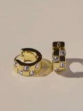 Gold Pave Checkered Huggies