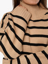 Oversized Funnel Neck Sweater in Soft Taupe & Black