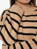 Oversized Funnel Neck Sweater in Soft Taupe & Black