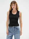 Deep U Ribbed Tank in Black