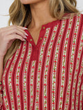 Stay In PJ Set in Poinsettia Stripe Silky Rib