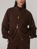 Keagan Short Blouson Jacket in Dark Cocoa Mini Check