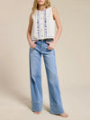 Sea Garden Embroidery Tank in White