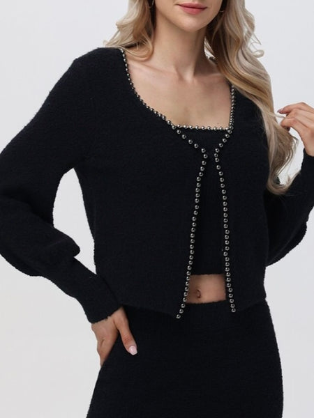 Aliyah Pointelle Top in Black