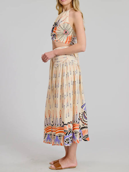 Jaen Printed Halter Top in Natural