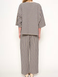 Flynn Stripe Pant in Navy & Taupe