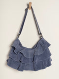 Rae Ruffle Shoulder Bag in Slate