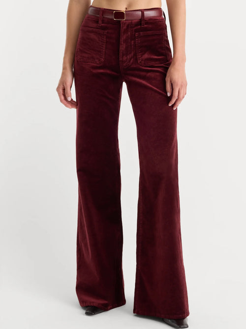 Velvet Good Waist Palazzo Jeans in Berry Noir