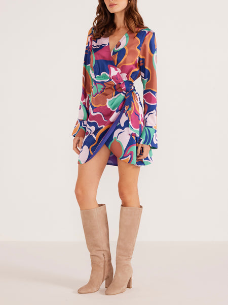 Lottie Wrap Dress in Abstract Floral