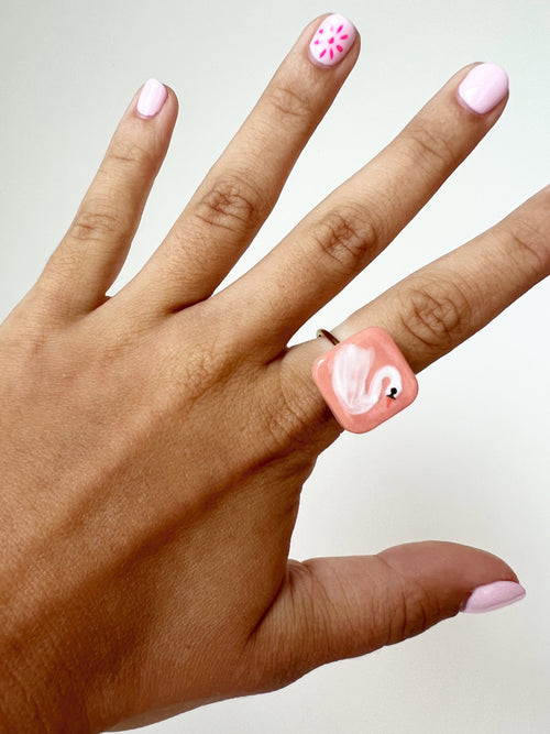 Porcelain Symbol Ring in Swan