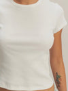 Basic Ribbed Tee in Off White