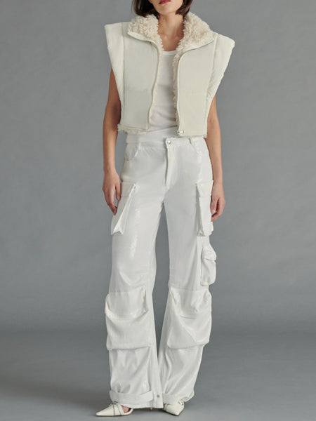 Duo Sequin Pant in White