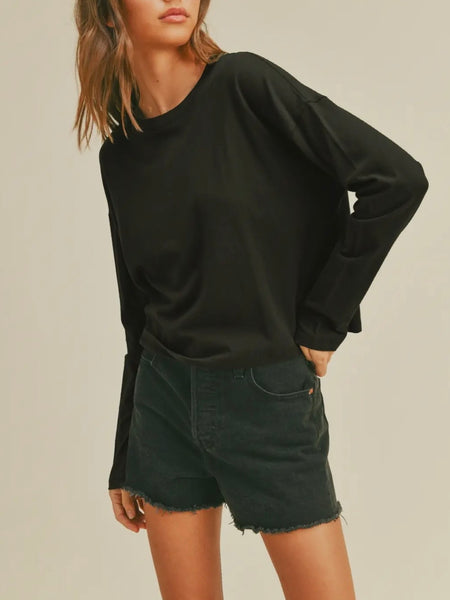 More To Love Long Sleeve Tee in Black
