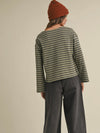 Extra Olives Striped Top in Moss & Navy