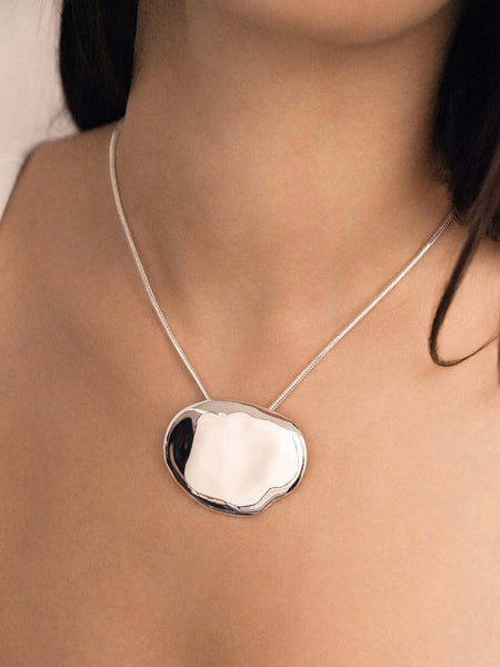 Molten Metal Pendant Necklace in Silver
