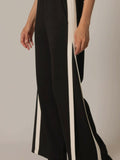 Junie Double Stripe Wide Leg Pant in Black